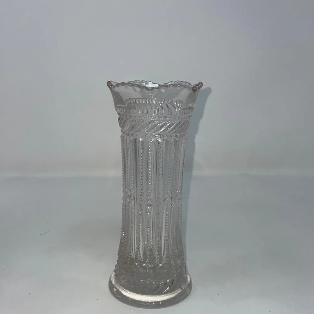 Vintage Early American Pressed Glass Strigil vase Tarentum Glass Co
